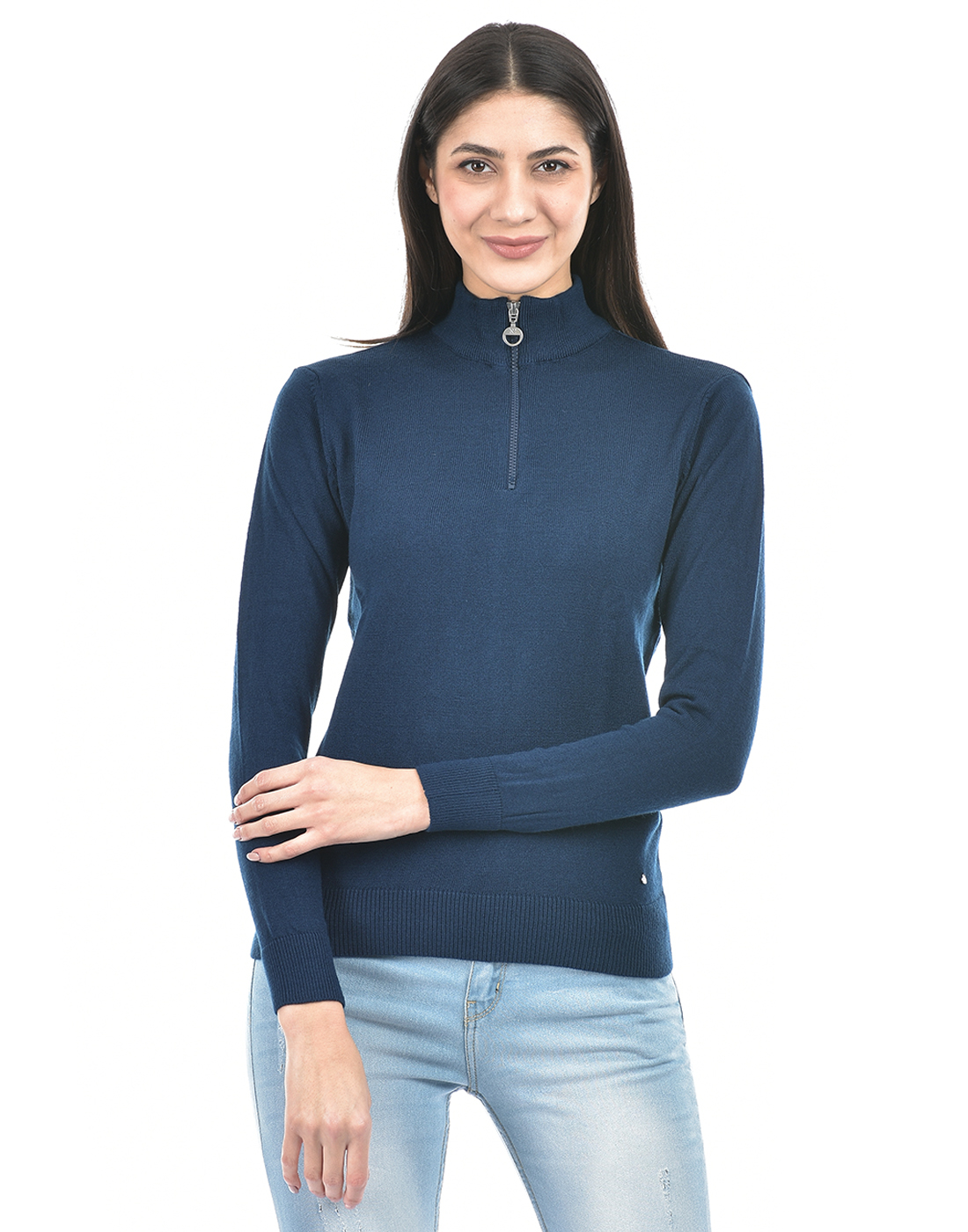 Numero Uno Women Solid Blue Sweater